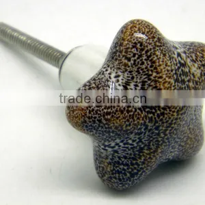 Ceramic Drawer Pull Knobs With Metal Fittings - Star Shape thumbnail-1
