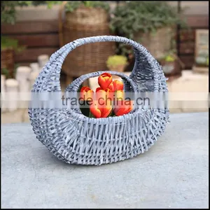Grey S/2 Wicker Basket Set thumbnail-2