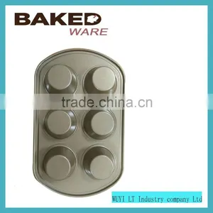 New Item Carbon Steel Non-stick Coating Top 6 Muffin Pan 0.6mm thumbnail-2