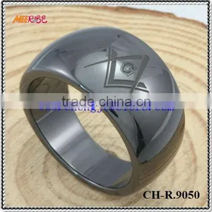 Newest Tungsten and Ceramic Masonic Rings Engrave Cock Tungsten Rings thumbnail-1