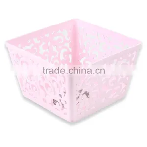 Pretty Desktop Organizer,pink Plasitc pp Storage Basket With Hollow thumbnail-1