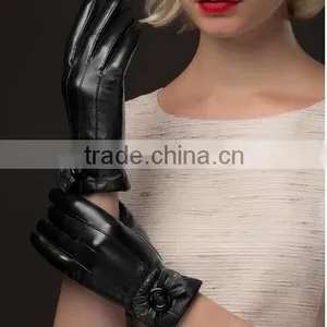Custom Black Genuine Leather Gloves Girls Genuine Leather Gloves thumbnail-4