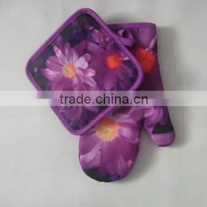 Kitchen Set Orange Color Photo Printing Poly Material (twill) 17*17cm Pot Holder 17*27cm Glove thumbnail-4