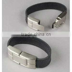 Black Leather Wristband USB Flash Memory Drive 32GB,usb Stick Mini Speaker thumbnail-1