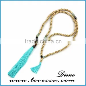 Lady's Turquoise Seed Beads Colorful Stone Tassels Necklace Charm Pendant Fashion Jewelry thumbnail-3
