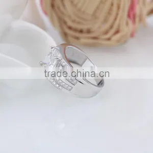 925 Sterling Silver Wide Band Dome Pave Setting Ring thumbnail-4