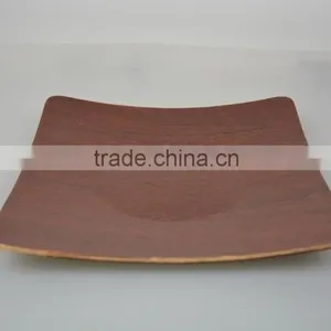 Bauble Red Brown Color China Square Shape Elegance Tea Pastries Gift Square Wooden Dinner Plate thumbnail-2