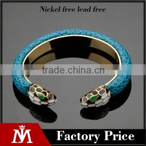 2016 Fashionable Stainless Steel Gold Plated Snake Bangle Jewelry Europe Brand Leather Bracelet thumbnail-1