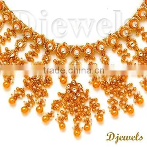 Bridal Kundan Necklace Sets, 22 K Gold Kundan Necklace Sets, Kundan Jewellery thumbnail-1