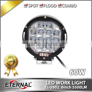 60W Work Light Driving Lamp Round for 4x4 Jeep Offroad Hummer SUV ATV Bumper High Power Led Driving Light Spot Lamp thumbnail-1