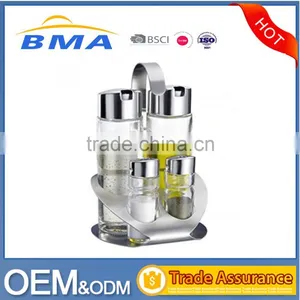 Stainless Steel Cover Glass Bottle Kitchen Storage Spice Jar Set Of 4 thumbnail-1