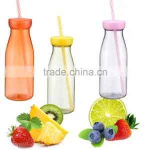 350ml Plastic Water Bottle With Straw Milk Bottle Design thumbnail-1