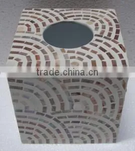 High Quality Brown White Mother of Pearl Square Tissue Box thumbnail-1