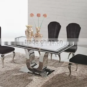 6 People Metal U Shape Dining Table for Restaurant Furniture thumbnail-2
