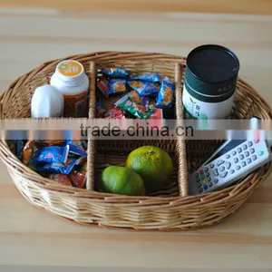 100% Natural Empty Oval Wicker Snack Gift Basket With Dividers thumbnail-1