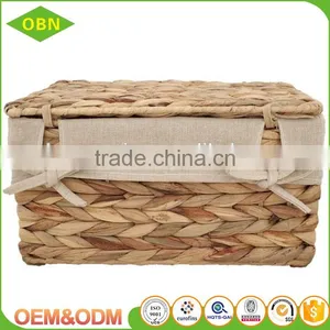 Wholesale Customized Household Handmade Water Hyacinth Basket With Lid for Storage thumbnail-4