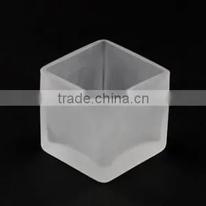 Tealight Frosted Glass Cup/Jar Half Clear Votive Candle Holder/Candlestick thumbnail-2