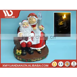 Wholesale Craft Supplies Promotional Gifts Customized Logo Poly Resin Ornament Snowman Santa Couple Led Light Christmas thumbnail-1