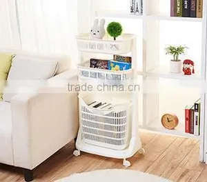 Plastic 1 or 3 Layers Laundry Basket/shelves With Wheels thumbnail-1
