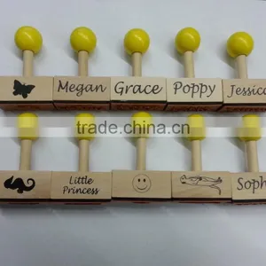 Custom Logo Kids DIY Craft Rubber Wooden Stamp With Ink Pad thumbnail-2