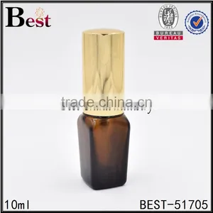 10ml Square Amber Glass Empty Fragrance Oil Bottle With Gold Aluminum Cap thumbnail-6