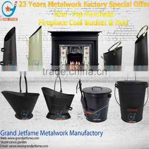 2016 Coal Bucket Powder Coated Black Metal Ash Coal Bucket thumbnail-1