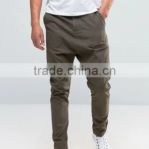 High Quality Custom Guangzhou Manufacturer OEM Drop Crotch Button Fly 100% Cotton Twill Breathable Khaki Men's Casual Pants thumbnail-1