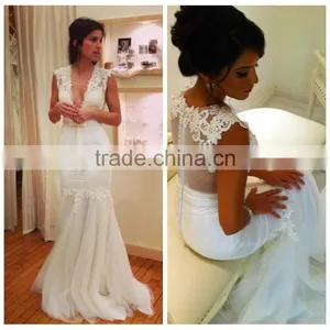 Modest a Line Cap Sleeve Open Front Wedding Dress Pattern thumbnail-1