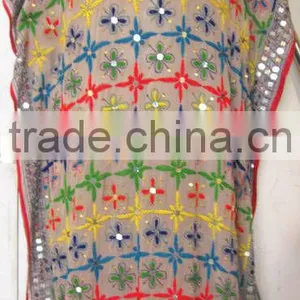 Embroidered Phulkari Kaftan Tunic COVER UP BLOUSE thumbnail-1