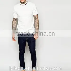 White Pique 100% Cotton Men Turtle Neck T-shirt Custom thumbnail-4
