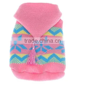 Custom Pink Pet Crochet Clothes Hoodie Apparel Hand Knit Dog Sweaters thumbnail-3