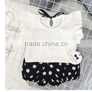 0-6 Years 2017 Wholesale Cotton Summer Sleeves Bow Baby Girls Blouses (pick Size Color) thumbnail-5