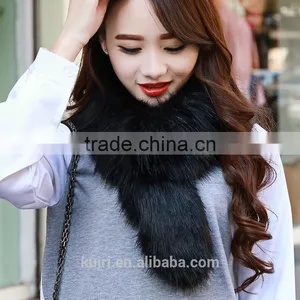 Pure Colour Fox Fur Shawl Beige Thick Faux Fur Scarf thumbnail-4