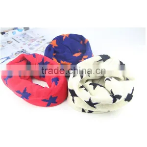 Korean Style Lovely Winter Warm Acrylic Five-pointed Star Pattern Fashion Baby Scarf Kids Infinity Scarf thumbnail-3