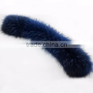 Myfur Royal Blue Genuine Raccoon Fur Collar Hood for Winter Coat thumbnail-1