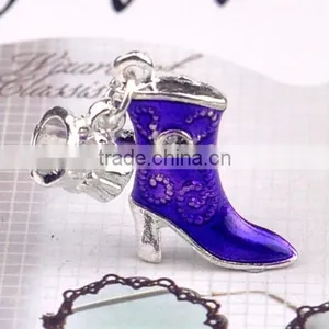 Enamel High Heel Shoes Pendant Bead Hanging Dangle Charm thumbnail-6