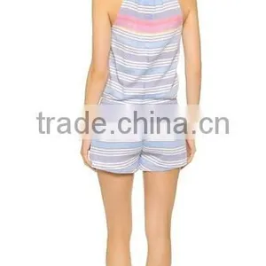 Wholesale Casual Womens Cotton Striped Jumpsuit thumbnail-3