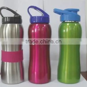 Wide Mouth Stainless Steel Sports Bottle Big Flow Lid With Finger Holder thumbnail-1