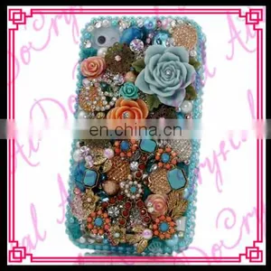 Aidocrystal Handmade Blue Crystal Rhinestone Flower Bling Bling Case for Samsung Galaxy j3 thumbnail-1