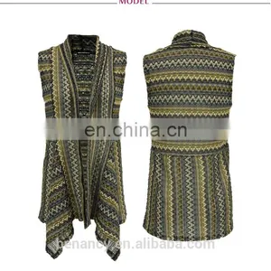 Women's Sleeveless Shawl Cardigan Zigzag Drape Hem Lightweight Cardigan thumbnail-1