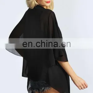 WATERFALL CHIFFON KIMONO Latest Beach Kimono Soft Polyester Fabric Embroidered Kimono thumbnail-2
