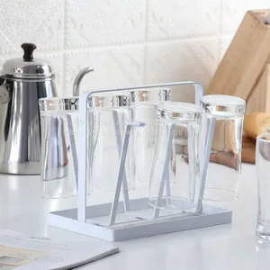New Iron Metal Craft Japanese Upside-down Cup Drain Rack Glass Hanger Shelf Container Cup Drying Holder Kitchen Accessories thumbnail-3