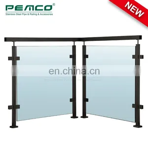 Hot Sale Balcony Post Railing Outdoor Terrace Stainless Steel Black Glass Balustrade Designs thumbnail-3