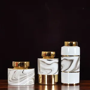 New Chinese Modern Simple Electroplate White Gold Ceramic Vase For Hotel Office thumbnail-1