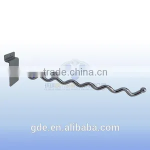 Metal Chrome Wave Shaped Display Hook to Slat Wall thumbnail-1