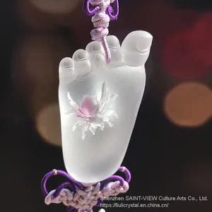 Handmade Crystal Religious Kwan Yin Buddha Head Car Hanging Pendant thumbnail-3
