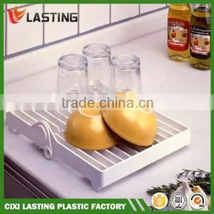 Foldable Kitchen Dish Drying Rack Plate Drainer Holder Plastic Storage Plate Rack thumbnail-2