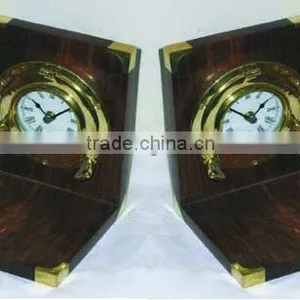 Wooden Porthole Clock Bookends / Table Top for Home/ Hotel/ Restaurant/ Wedding/ Party/Office Decoration thumbnail-1