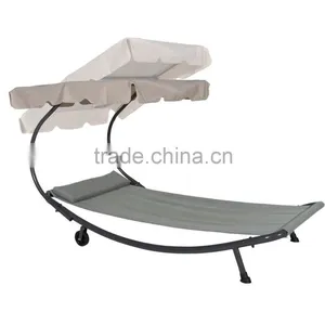 Double Hammock With Steel Stand and Sun Shade Hanging Hammock Chair Garden Swing Hammock thumbnail-2