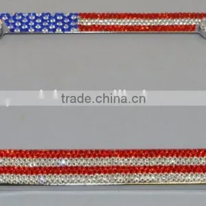2015 USA Flag Bling Rhinestone License Plate Frame Wholesale thumbnail-3